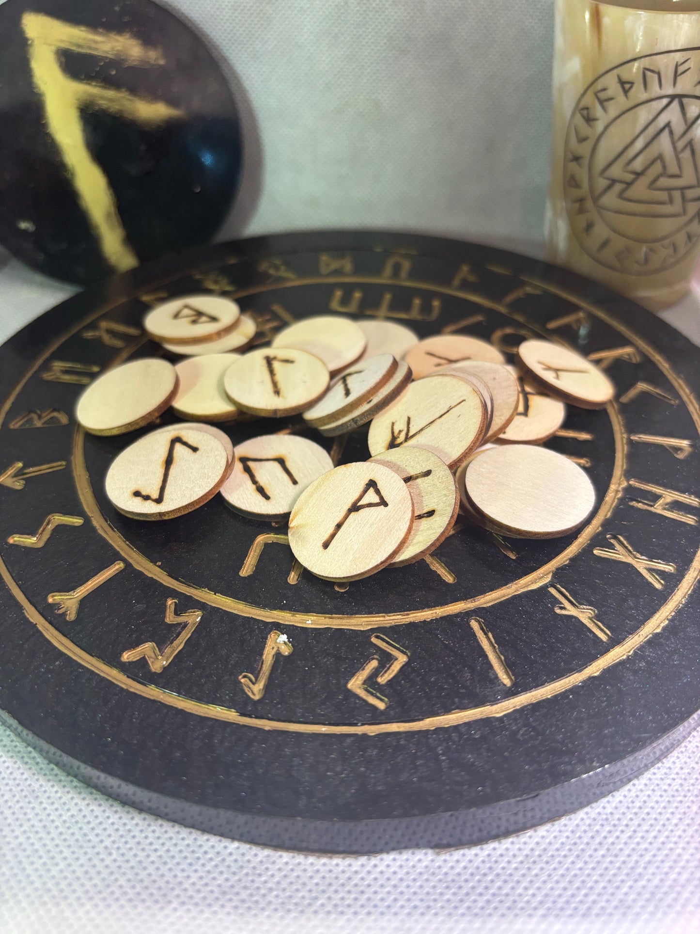 Wood disc rune sets