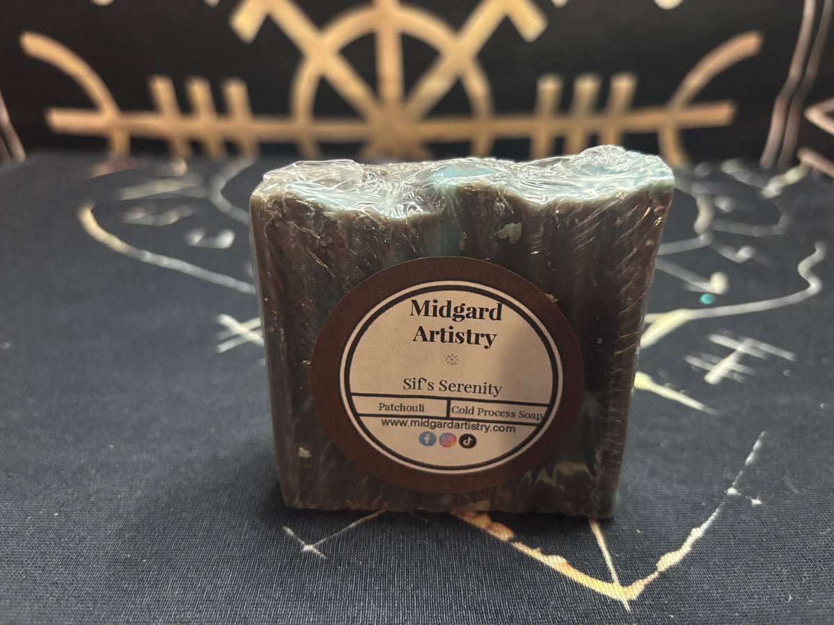 Sif's Serenity patchouli goat milk soap by Midgard Artistry