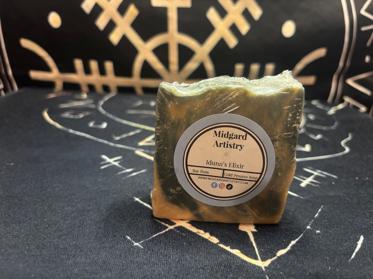 Iðunn's Elixir bay rum goat milk soap by Midgard Artistry