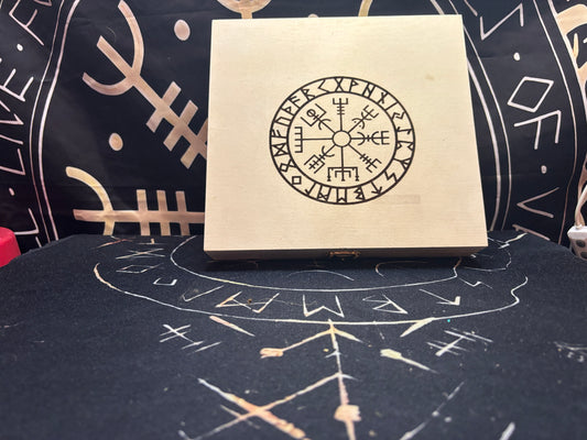 The Wayfarer's Altar complete Norse travel altar set in a laser engraved wooden box by Midgard Artistry