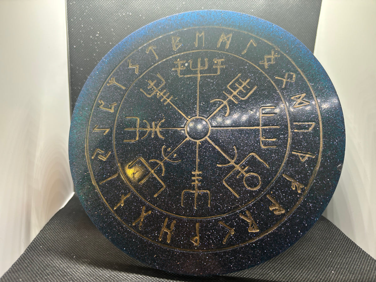 Resin Vegvisir Icelandic wayfinder stave wall and altar plate by Midgard Artistry