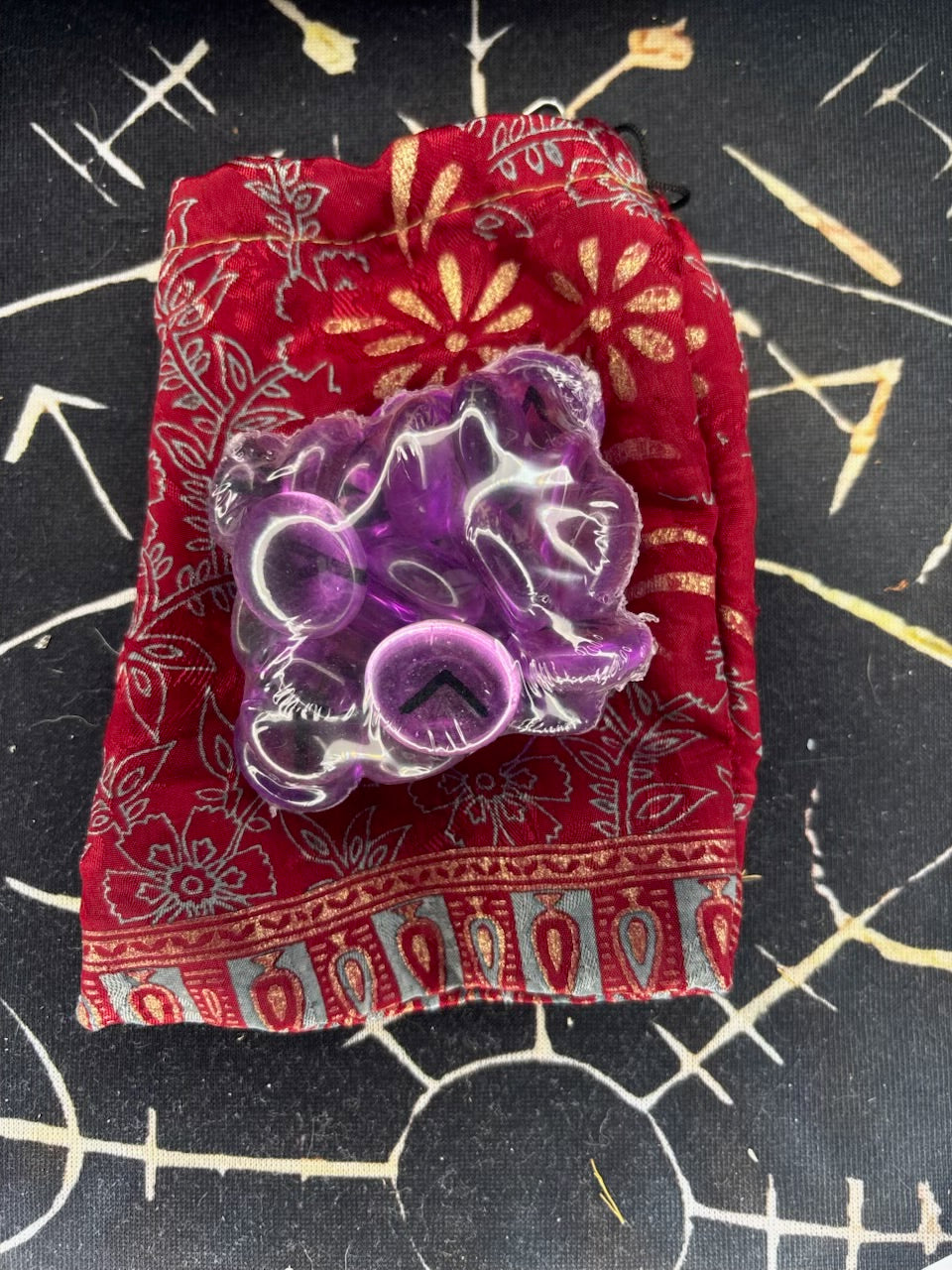 Pink glass bead Elder Futhark rune set by Midgard Artistry