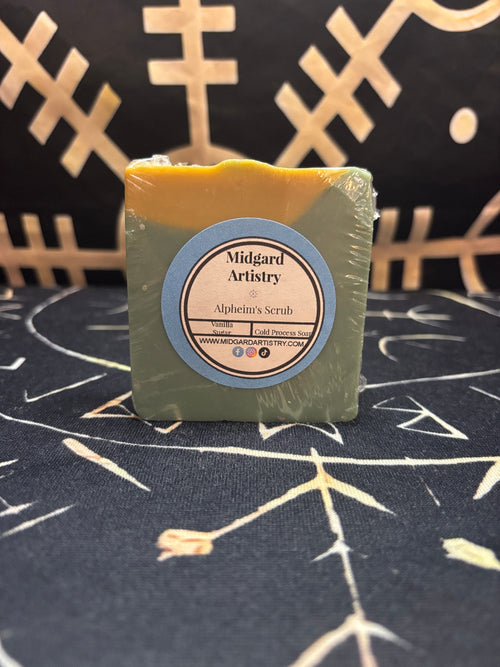 Álfheim's Scrub vanilla sugar goat milk soap by Midgard Artistry