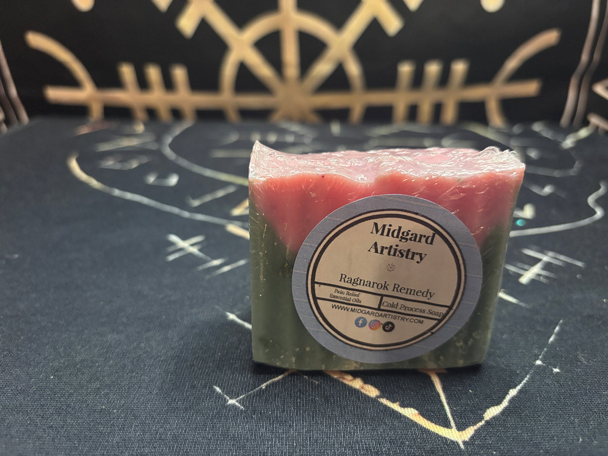 Ragnarök Remedy herbal goat milk soap by Midgard Artistry