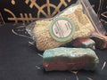 Loki's Gambit mystery soap in a cotton soap bag by Midgard Artistry