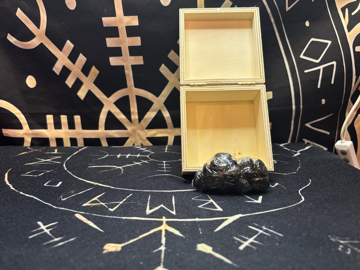 Black obsidian Elder Futhark rune set by Midgard Artistry