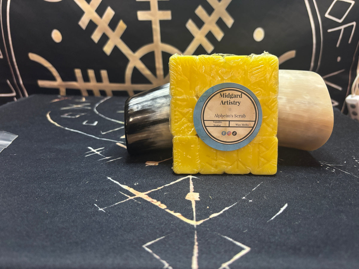 Álfheim's Scrub vanilla sugar wax melts, handmade by Midgard Artistry