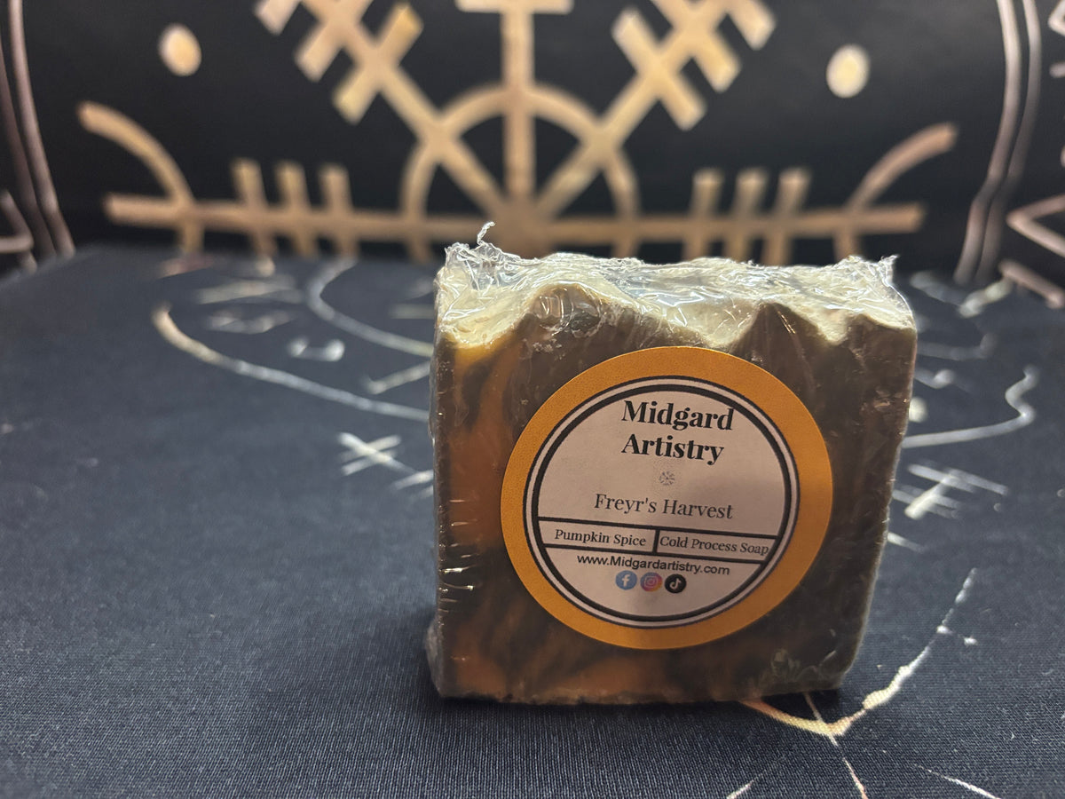 Freyr's Harvest pumpkin spice goat milk soap by Midgard Artistry