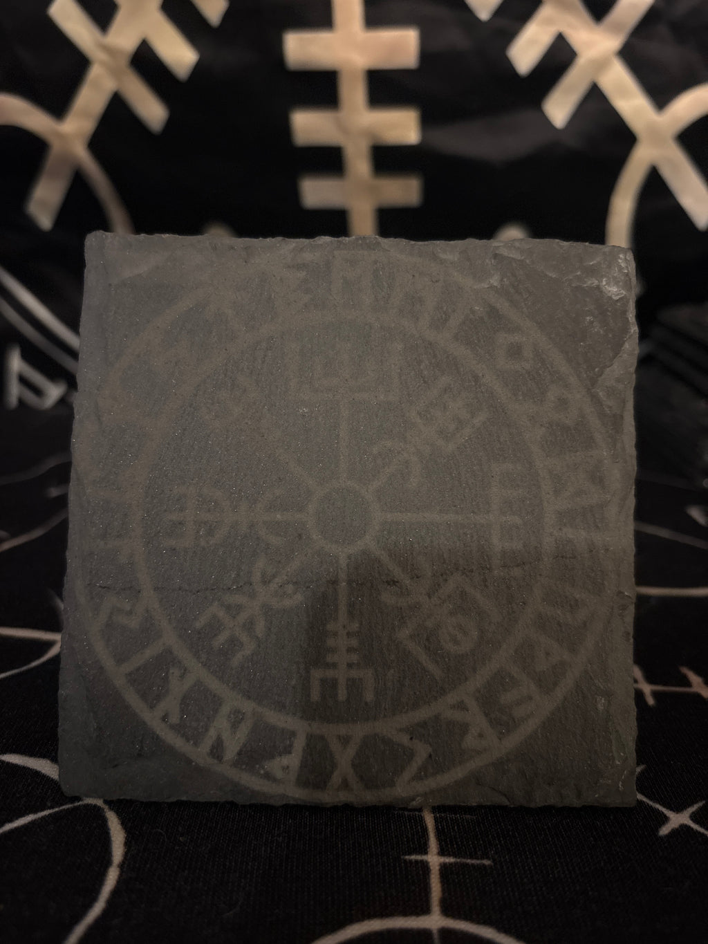 Basic Witch laser engraved slate coaster by Midgard Artistry