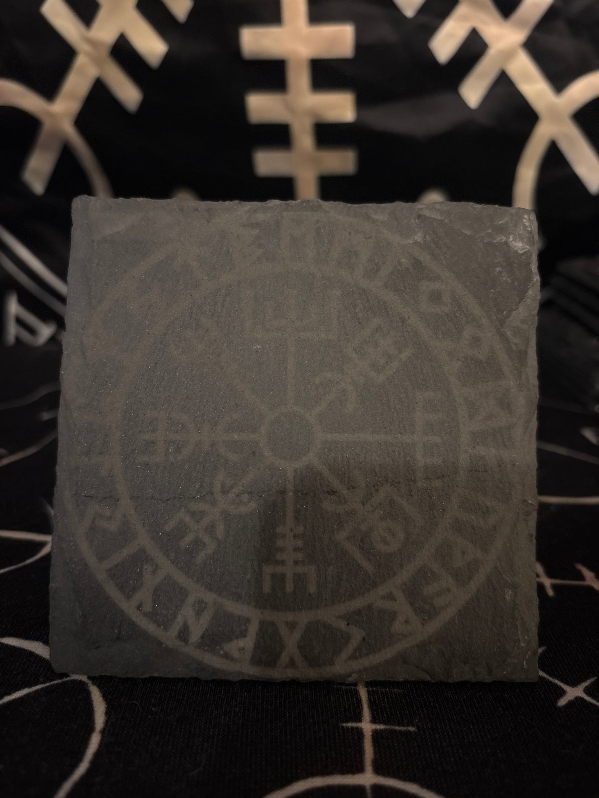 Basic Witch laser engraved slate coaster by Midgard Artistry