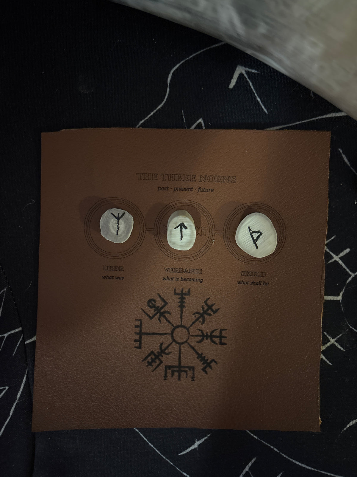 Norns' Three-Circle Casting Cloth: Faux Leather, Laser Engraved
