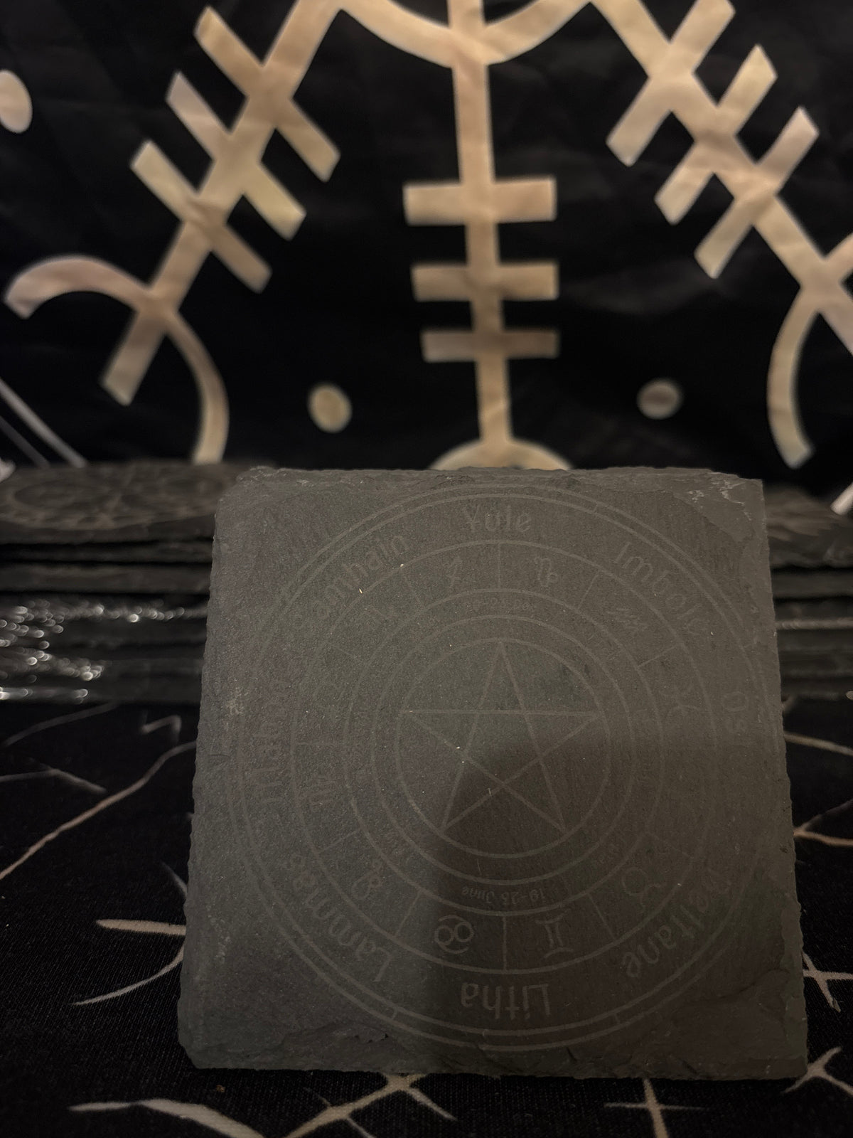 Feeling Cute, Might Hex You laser engraved slate coaster by Midgard Artistry