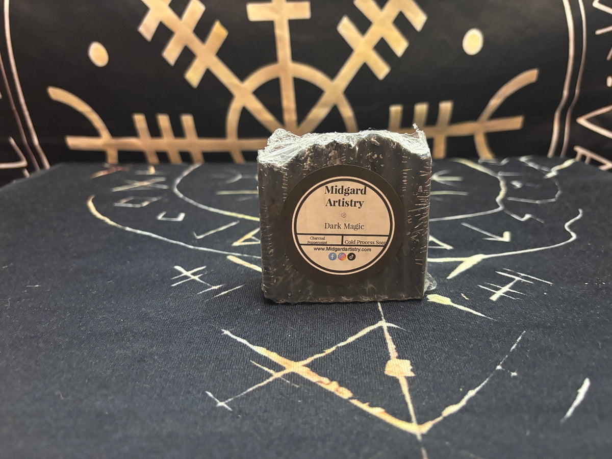 Dark Magic charcoal goat milk soap by Midgard Artistry