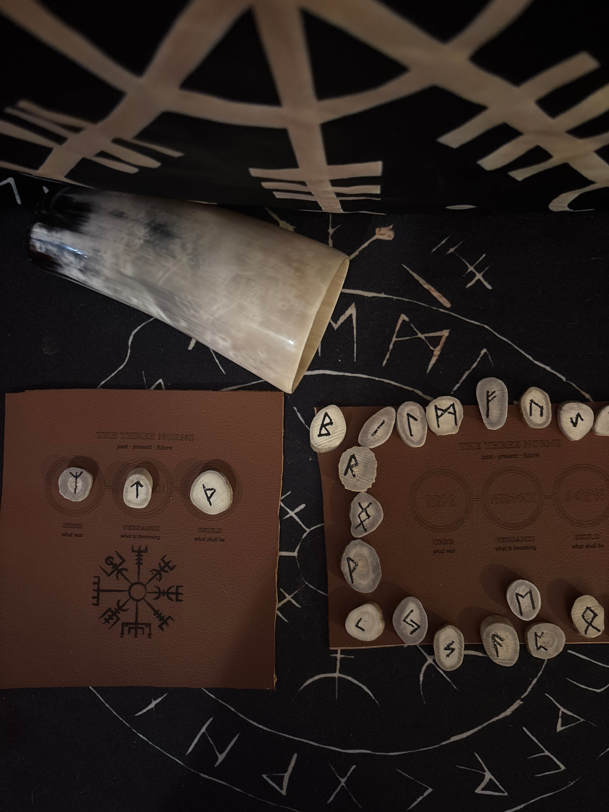 Norns' Three-Circle Casting Cloth: Faux Leather, Laser Engraved