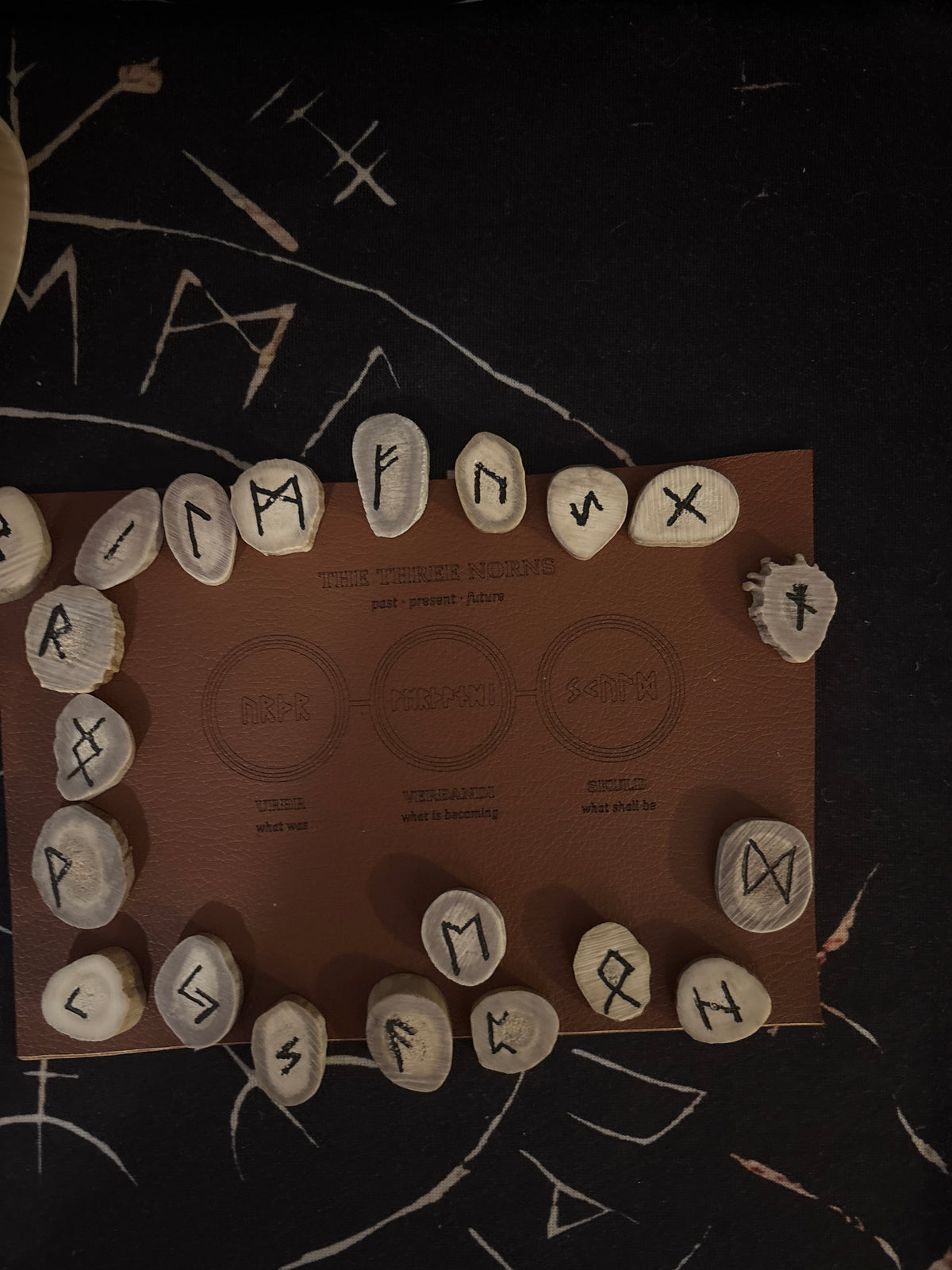 Norns' three-circle rune casting cloth by Midgard Artistry, photo 2