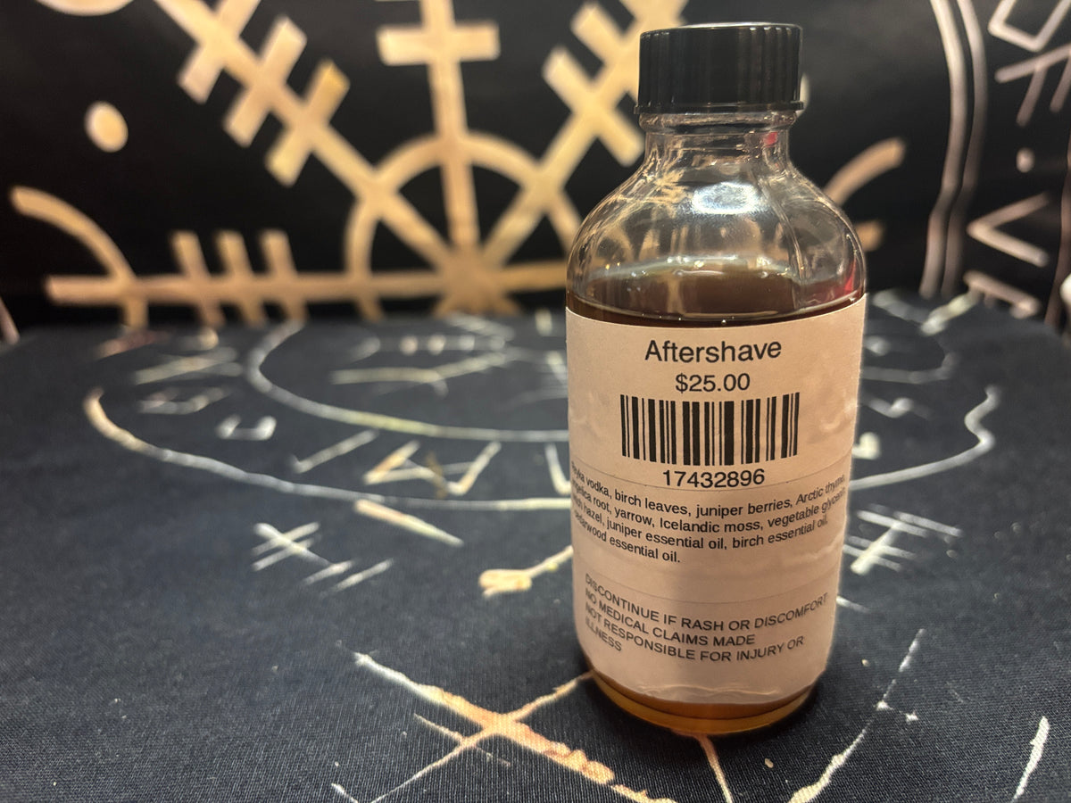 Skadi's Frost aftershave, back label, by Midgard Artistry