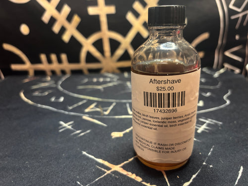 Skadi's Frost aftershave, back label, by Midgard Artistry