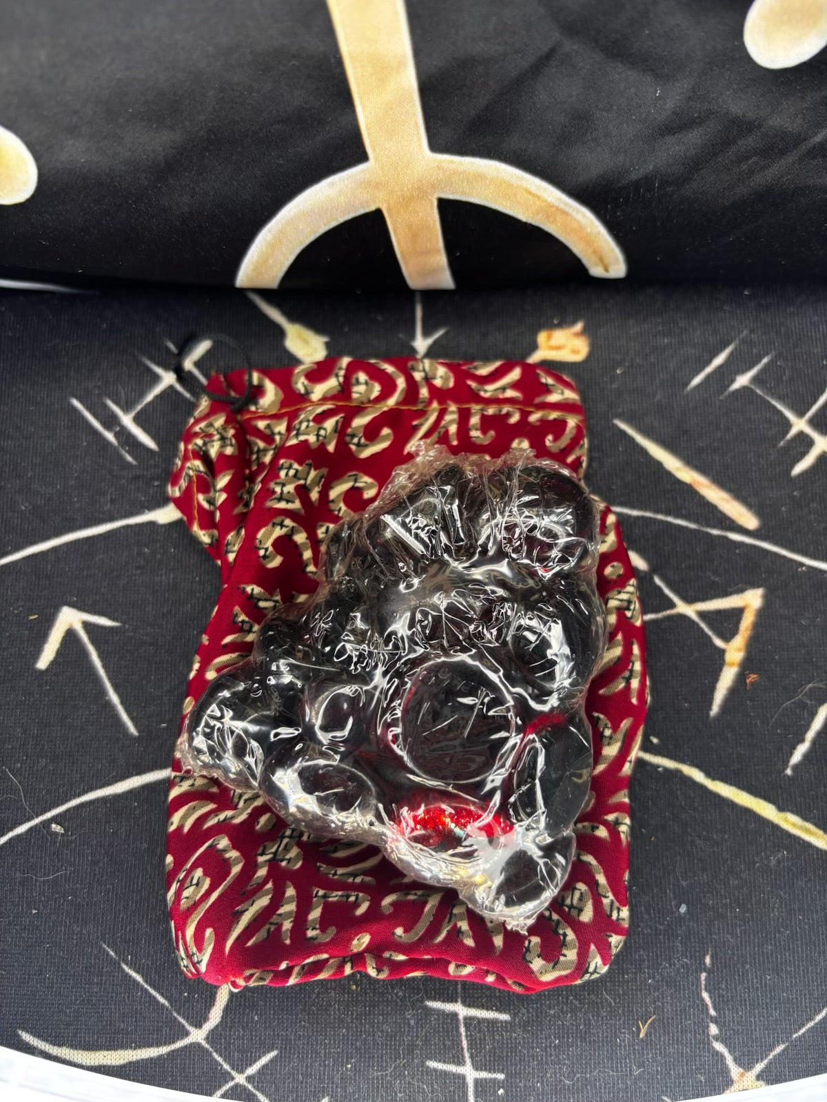 Red glass bead Elder Futhark rune set by Midgard Artistry