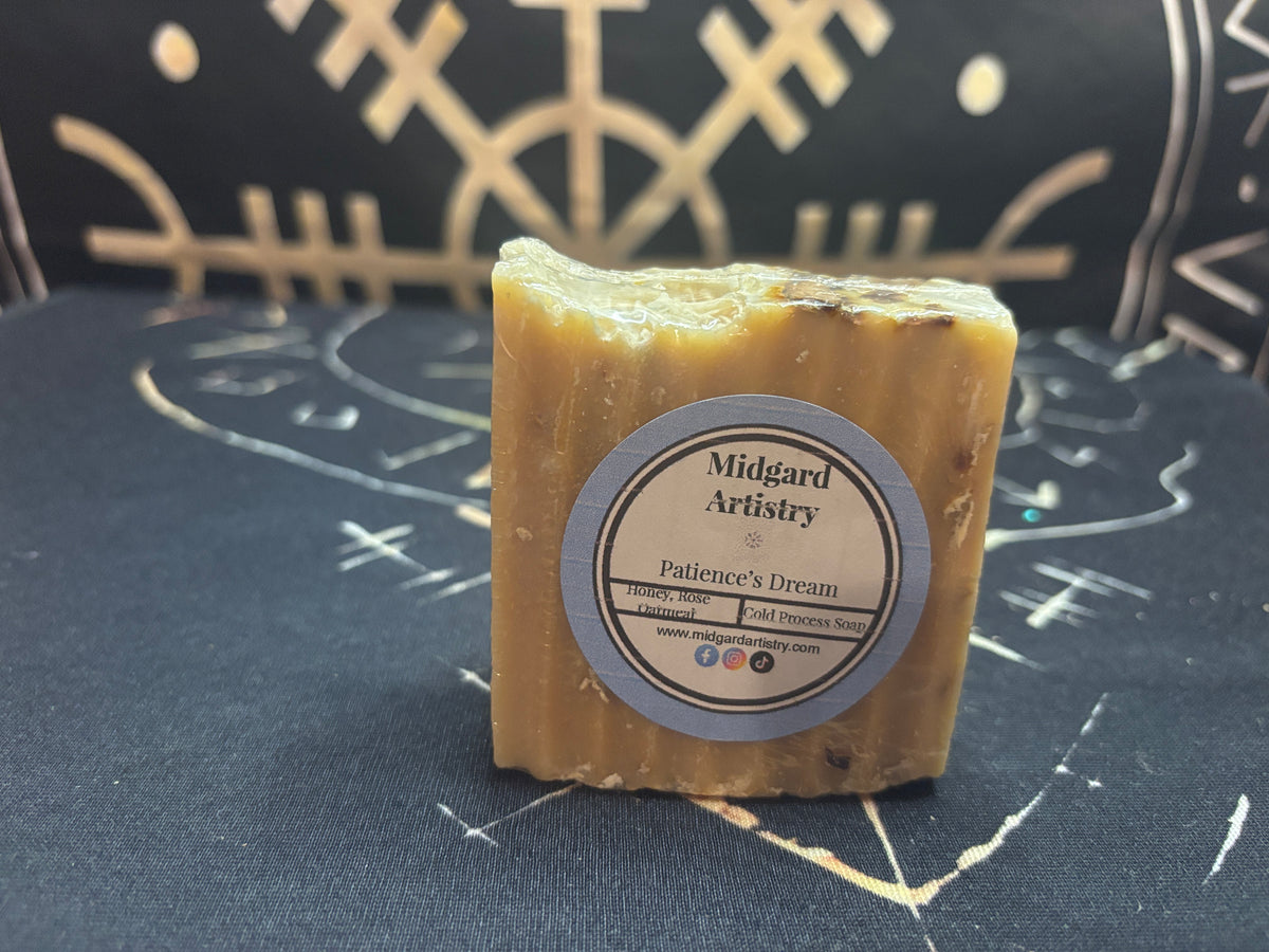Patience's Dream honey rose oatmeal goat milk soap by Midgard Artistry
