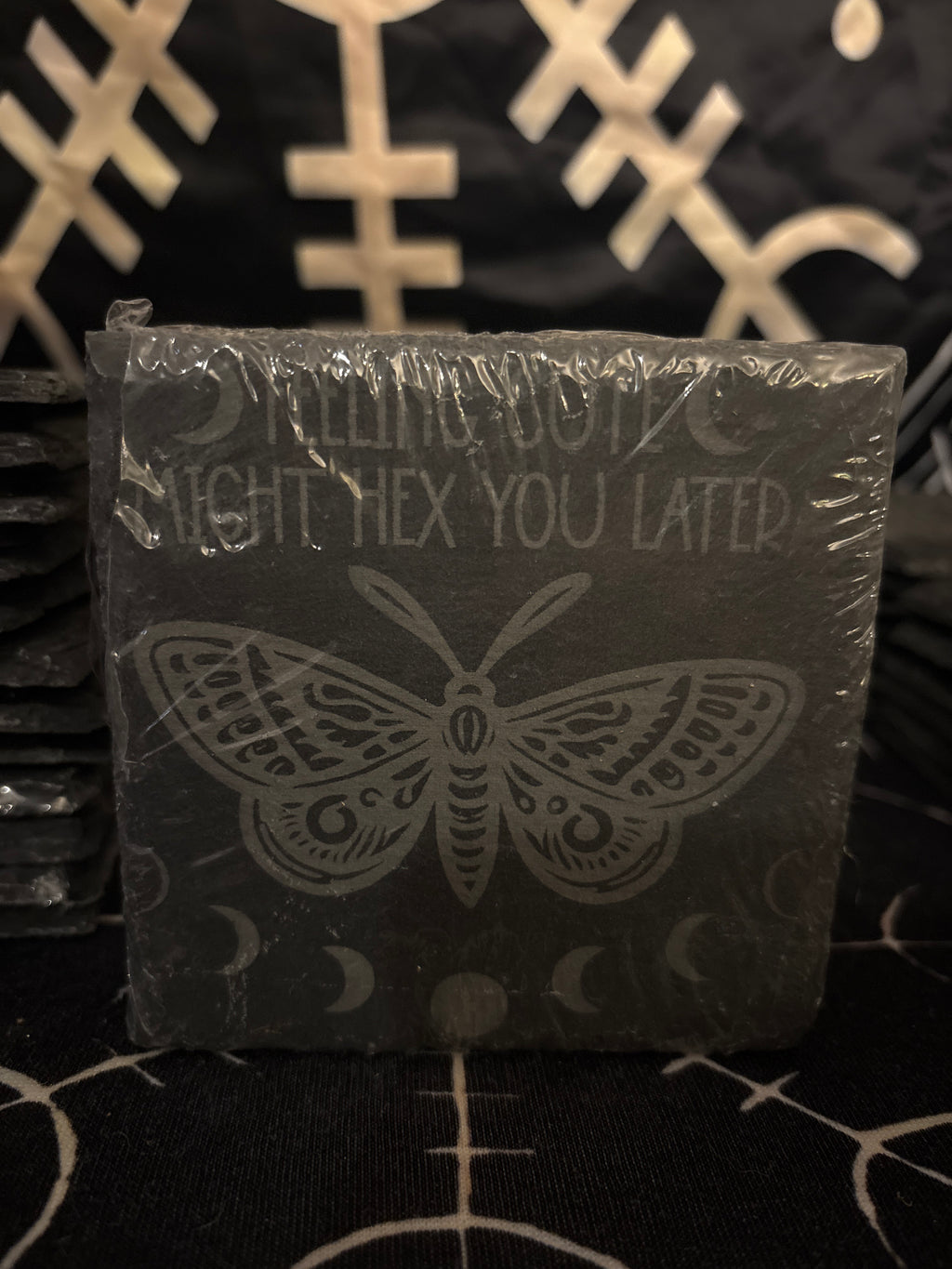 Wheel of the Year laser engraved slate coaster by Midgard Artistry